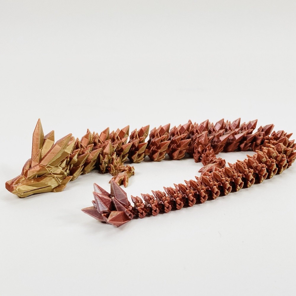 Dragon Crystal Full Articulated Dragon Fidget Toy 13” Burnt Orange 3D Print Art