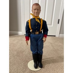 Vintage 12″ U.S. Cavalry Soldier Doll Blue Uniform w/ Revolver & Holster Figure