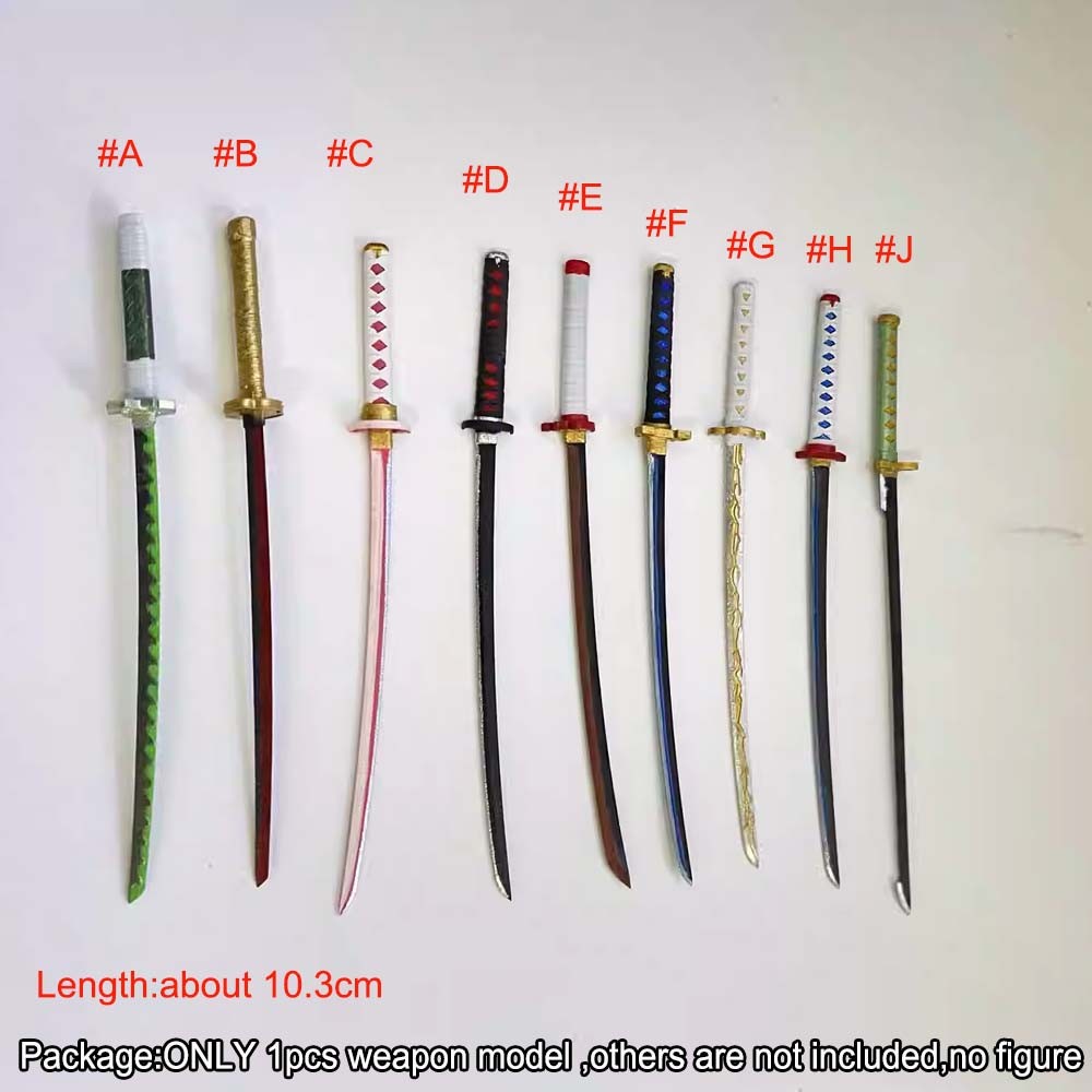 Painted 1/12 Scale Demon Slayer Sword Knife Weapon Model For 6″ Action Figure