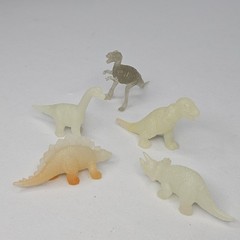 5 Vintage Glow In The Dark Dinosaurs T-Rex Stegosaurus Triceratops Brontosaurus