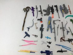 Mixed Toy Weapon Parts Lot Gundam Transformers Staff Knives Guns Mace Ax Shield