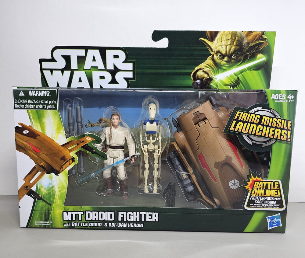 Star Wars MTT Droid Fighter 2012 Obi-Wan Kenobi Battle Droid Blue Figure Green