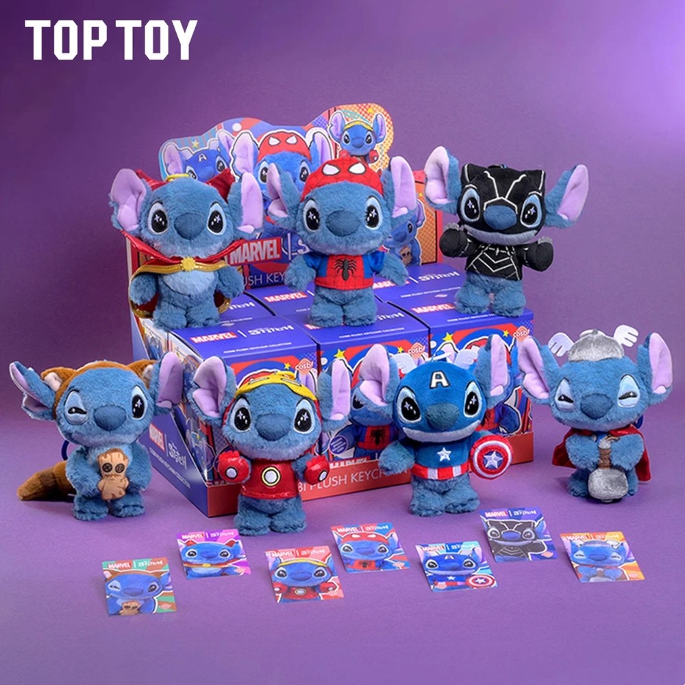US SELLER – TOP TOY Disney Marvel Stitch Plush Keychain One Random Blind Box