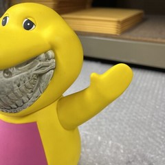 Barney Bubble B-Rex Grin Yellow by Ron English x JPS x Made by Monsters
