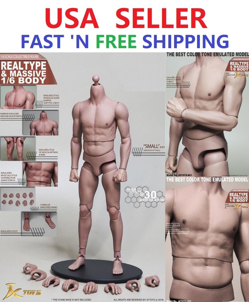 1/6 Male Muscular Body JXTOYS S01 NARROW SHOULDER 12″ Figure Bruce Lee ❶USA❶
