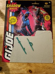 GI Joe Shadow Ninjas Slice 1994 Color Change Figure- Weapons & Card Back 3.75″