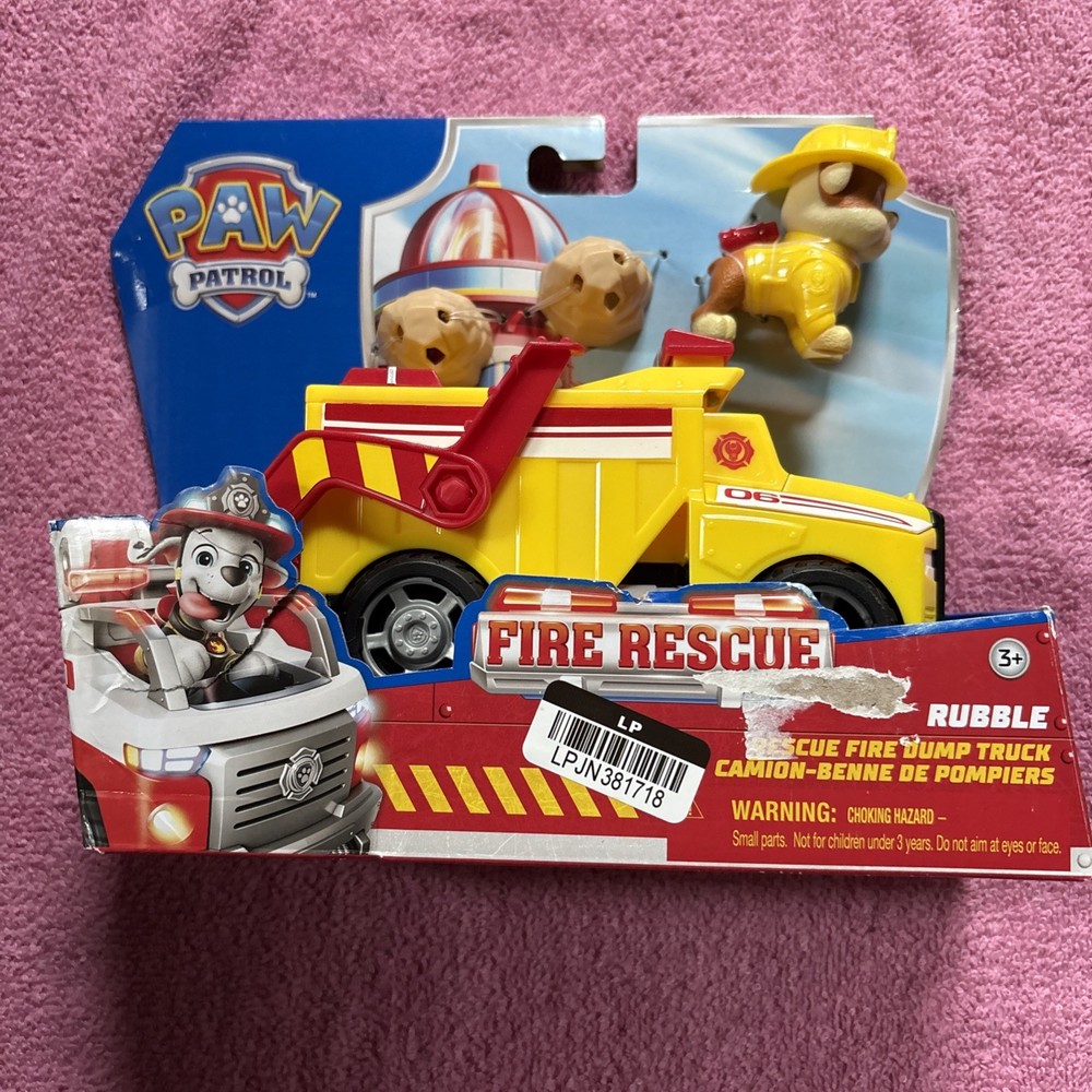 Paw Patrol Fire Rescue Rubble Rescue Fire Dump Truck & Figure New