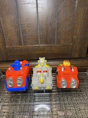 Transformers Rescue Bots Academy Pull Back Lot Of 3 Optimus Prime Heatwave WORKS