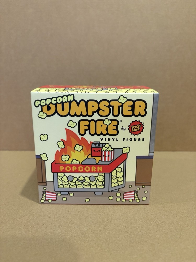 100% Soft Popcorn Dumpster Fire Vinyl Figure Toy Brand New Mint OOP