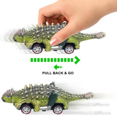 Dinosaur Toy Pull Back Cars, 6 Pack Dino Toys for Kids Ages 3 and Up