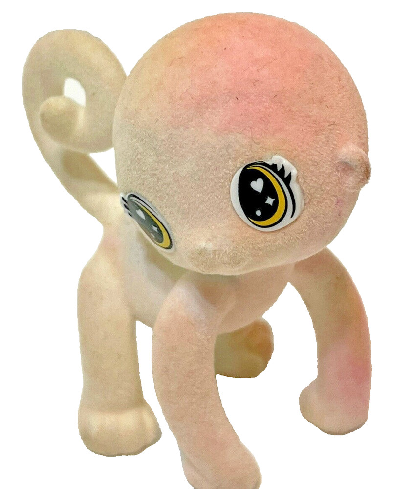 Crayola Pink and White Flocked Mini Monkey Toy 2.25 Inches Rare