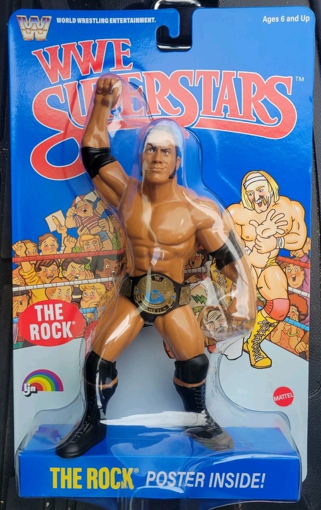WWE Mattel Superstars LJN Series 3 The Rock Blue Card IN Hand Ready To Ship MOC