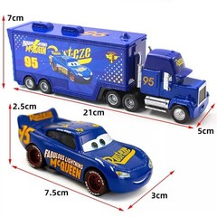 Set of 2 Disney Pixar Cars No.51 Fabulous Lighting McQueen Hauler Truck Toy Gift