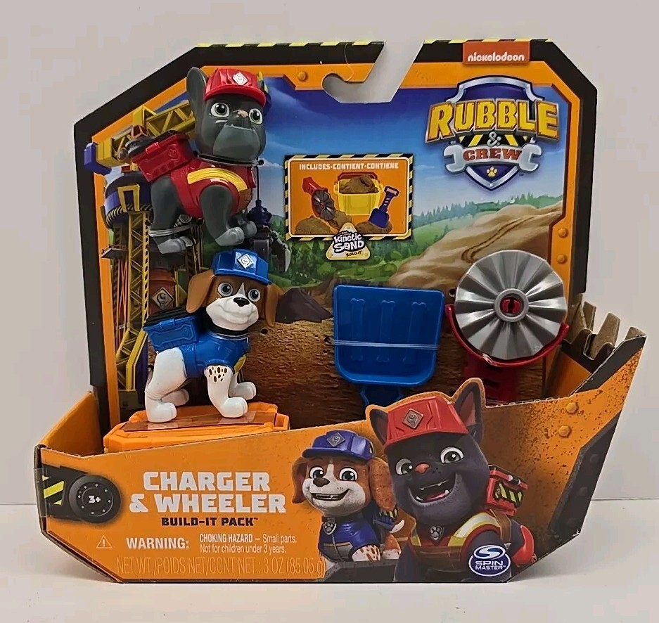 Paw Patrol Rubble & Crew Charger & Wheeler Build It Pack Dog Figure Playset NEW