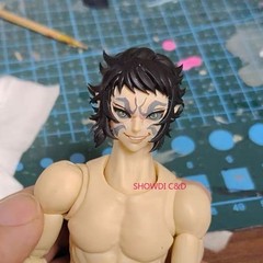 1/12 Demon Slayer Kaigaku Head Carving For 6″ Romankey VTOYS Figure Body