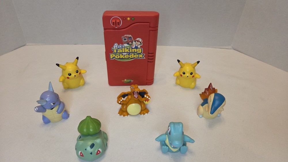 2000 Hasbro Ash’s Talking Pokedex, 7x Pokemon Figures Included! Vintage ⚡️🔥💧🍃