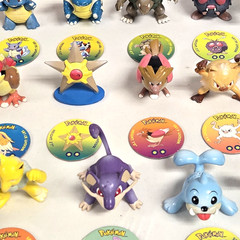 RARE Tomy Pokémon Vintage LOT of 36 Pokemon Figures w/ Matching Pogs CGSTJ 90s