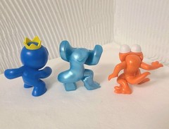 Lot of 3 Rainbow Friends Blue Cyan Metallic Orange Figures 2.5″ Cake Toppers