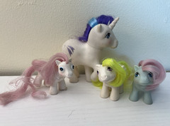 MLP My Little Pony G1 Lot of 4 — 3 Babies, One Adult Unicorn TLC