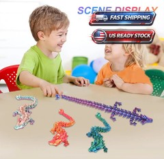 3D Printed Crystal Dragon 12In 3Pcs Flexible Articulated Fidget Toy Decor
