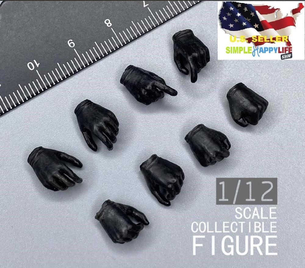 1/12 female black gloves gun hands for 6″ figure Phicen T01A T02A SHF Mezco❶USA❶
