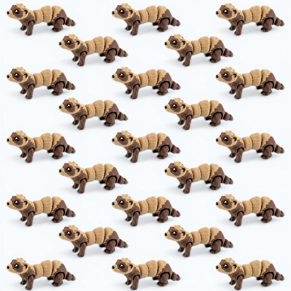 25 PCS Articulated Mini Ferret Bandit Toy 2.85″ USA Made, Pick-A-Color, Fidget