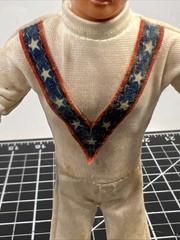 1972 Ideal Toys Evel Knievel Figure Bendy Rubber w/ Helmet VTG 1970s Motorcycle