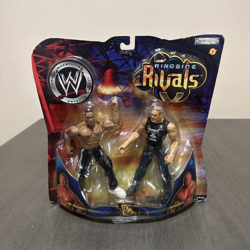 wwe BROCK LESNAR THE ROCK RINGSIDE RIVALS jakks moc BRAND NEW wrestling