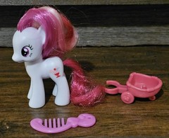 My Little Pony MLP FIM G4 Plumsweet Brushable Figure With Cart Brush Accessories