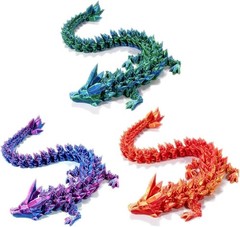 Vibrant 3-Piece 3D Printed Crystal Dragon Set – Ideal Gift for Collectors