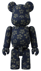 BE@RBRICK Kakinuma Toko Wood‑Kimekomi Indigo‑Sakura 175 mm w/Premium Wrapped Box