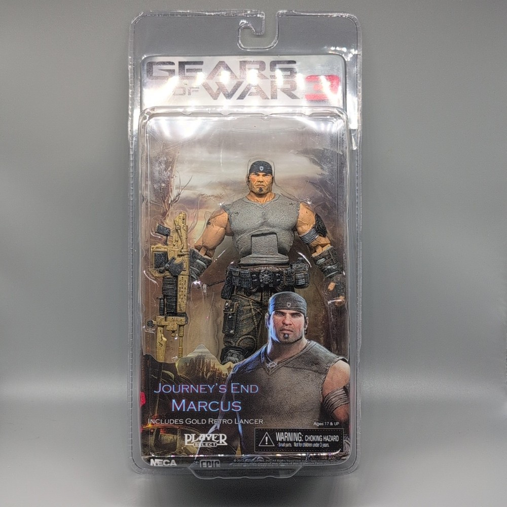 NECA Gears of War 3 Marcus Fenix Journey’s End Gold Retro Lancer Figure NEW