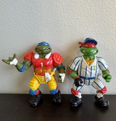 Teenage Mutant Ninja Turtles Football Leo & Baseball Raph TMNT Vintage 1991