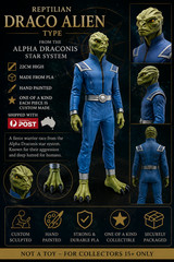 Reptilian Draco Alien Figurine 22cm Hand Painted Alpha Draconis Statue