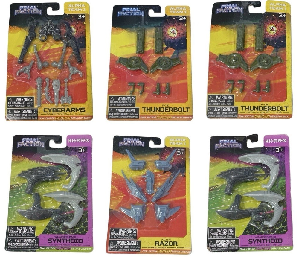 6 Final Faction Series 1 Accessory Packs Synthoid ACRM Razor Thunderbolt Cyber