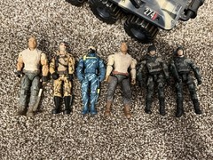 1998 Gi Joe Military Missile 9” 6 Wheel Jeep By Lanard Toys Plus 6 Figures -Read