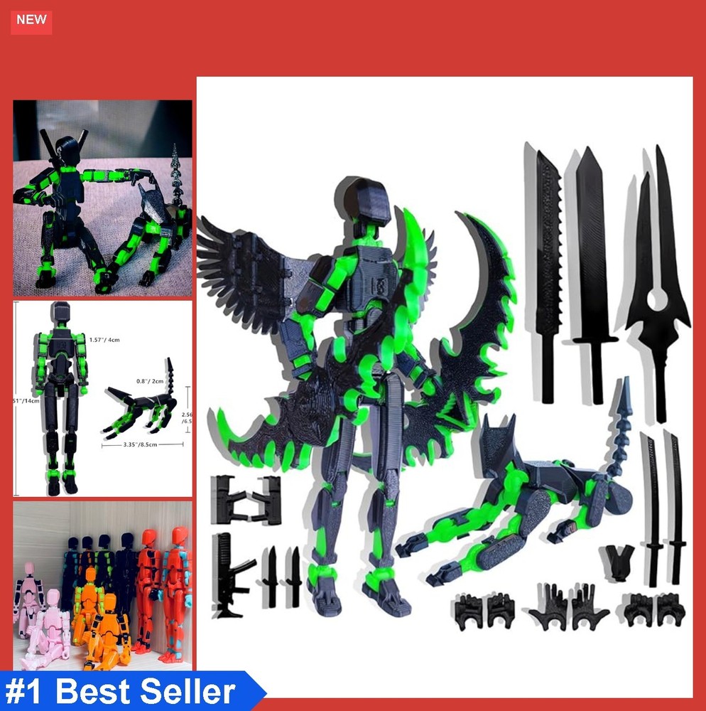 3D Action Figure Fully Articulated Multi-Jointed Robot Toy with Weapons and