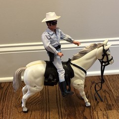 1973 Gabriel/Marx Lone Ranger Figure + Horse (Missing 1 Pistol)