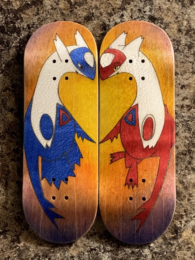 Zonawood Fingerboard Deck Set 32mm Split Ply Pokemon Latias Latios Tag Team RARE