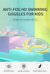 Kids Swimming Goggles (3-15 Years) – Big Frame HD View, Anti-Fog, No-Leak
