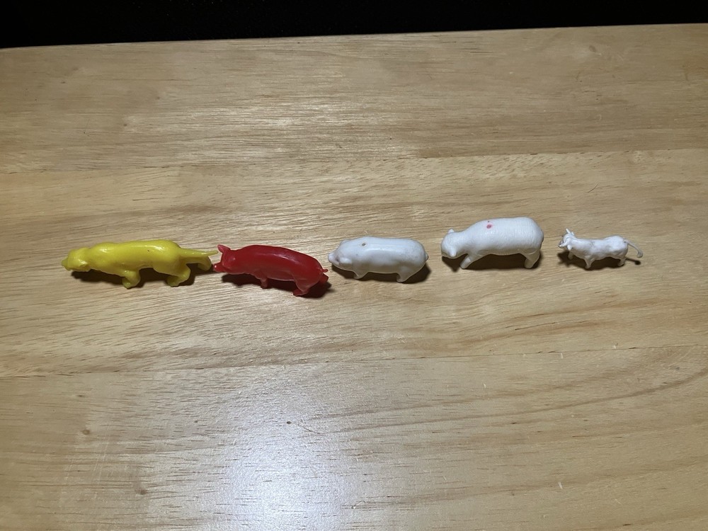 Unbranded Plastic Animals Lot Of 5 Vintage Varies Sizes