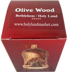 Olive Wood Bell Nativity Ornament with Gift Box