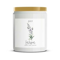 July Birthday Candle, Larkspur Floral Scent, Positive Grace First Love, Purple B