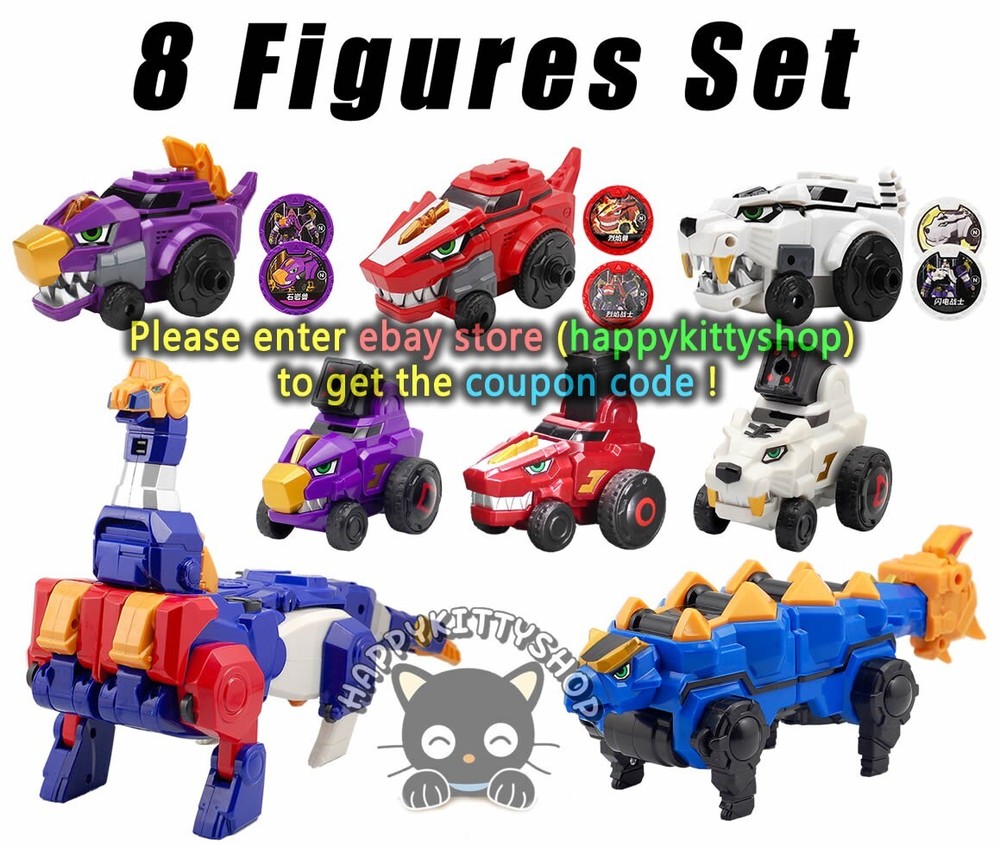 Dino Core 8 Figure Set D-Buster Tyranno Saber Stego Dinosaurs Combiner Robot Toy