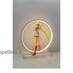 Sailor Moon PVC Figure Statue + Round LED Light Up Stand Night Lamp Xmas Gift BN