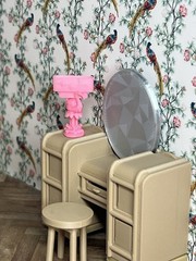 1:24 1950 Dollhouse MCM Flamingo Lamps Inspired by Marx (Non-Lighted)