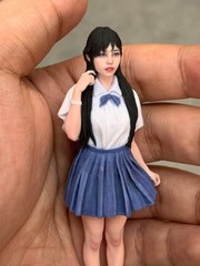 Painted 1/16 1/18 1/12 Asia Student Girl Uniform Statue Dispaly For Cars Vehicle