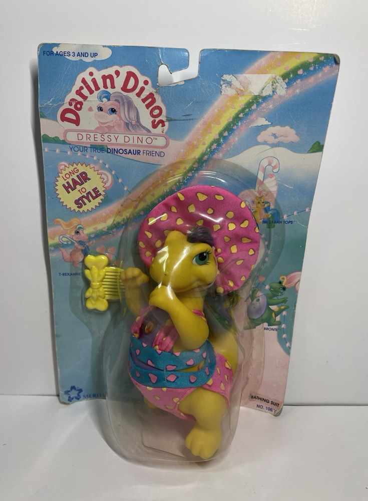 RARE VTG 1992 Meritus Darlin’ Dinos Yellow Bronte Dressy Dino Bathing Suit 10634