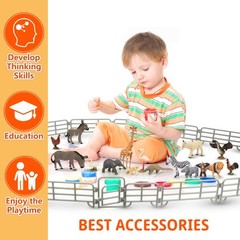 20PCS Corral Fencing Playset with Gates for Barn Farm Animal Toys