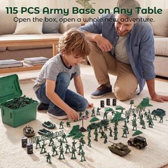 115PCS Army Men Playset, Military Soldier Set Army Action Figures Battle Grou…